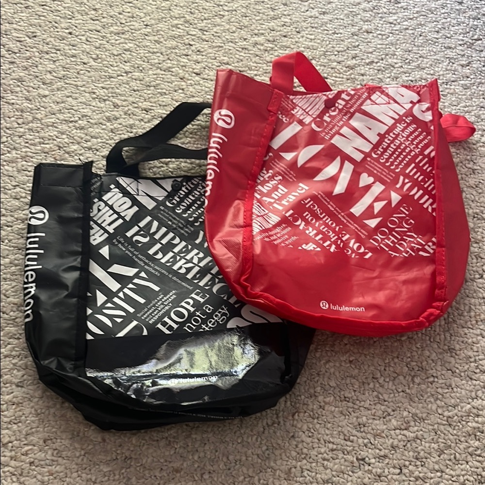 Lululemon Athletica Black and Red Reusable Bags